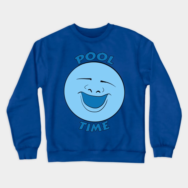 Pool Time Happy Blue Moon Face Crewneck Sweatshirt by Turnersartandcrafts